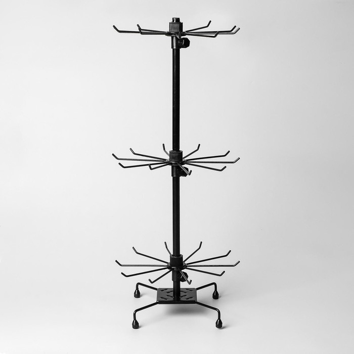 Вертушка, 3 яруса по 10 крючков, 30×30×65, цвет чёрный Вертушка, 3 яруса по 10 крючков, 30×30×65, цвет чёрный