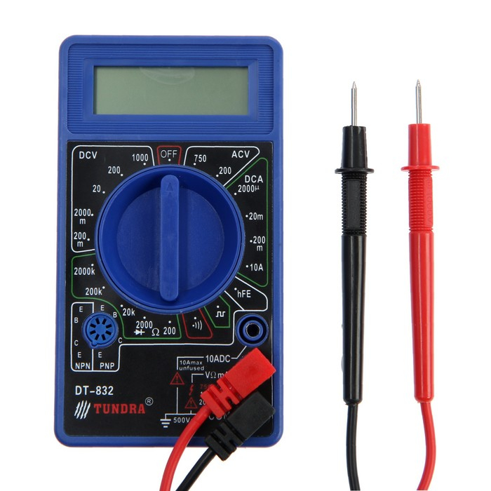 Мультиметр ТУНДРА, DT-832, ACV/DCV, DCA, 200-2М&Omega;, прозвон