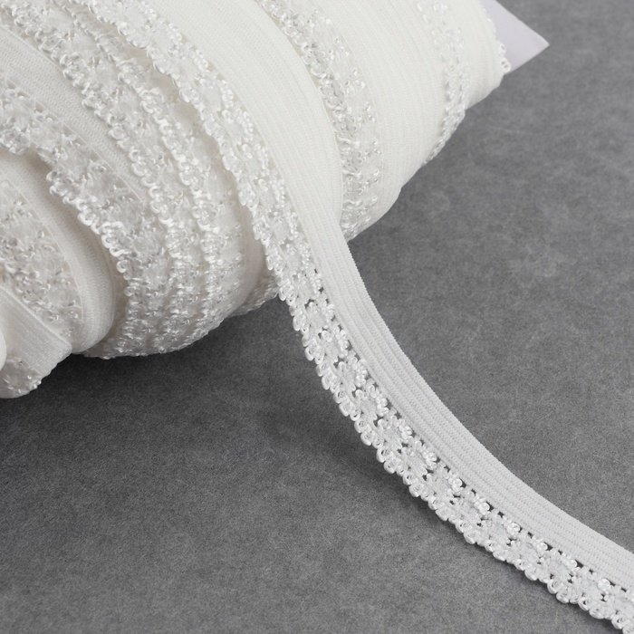 Резинка ажурная бельевая, 14 мм, 100 &plusmn; 1 м, цвет белый