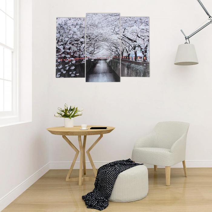 Модульная картина "Цветущие деревья"  (2-25х52; 1-30х60) 60х80 см