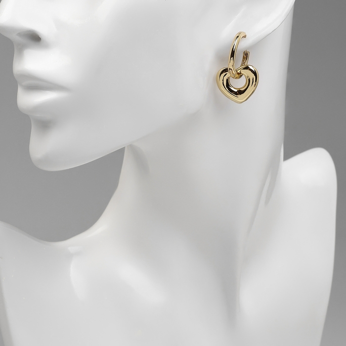 Серьги металл &laquo;Сердца&raquo; ритм, цвет золото