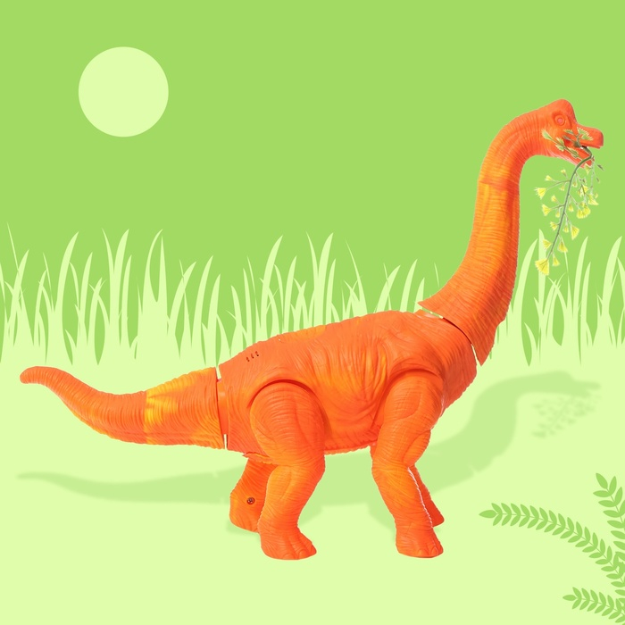 Динозавр &laquo;Брахиозавр травоядный&raquo;, работает от батареек, откладывает яйца, с проектором, цвет оранжевый