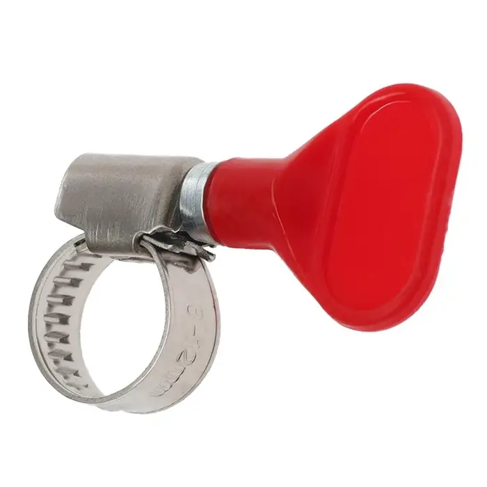 Хомут червячный с "барашком" ZEIN engr,  несквозная просечка, диаметр 8-12 мм, нерж сталь