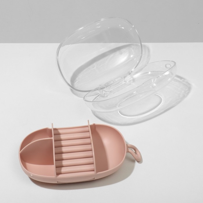 Подставка для украшений &laquo;Шкатулка портативная&raquo; 3 ячейки, 7 полос, 15&times;8&times;5 см, цвет розовый