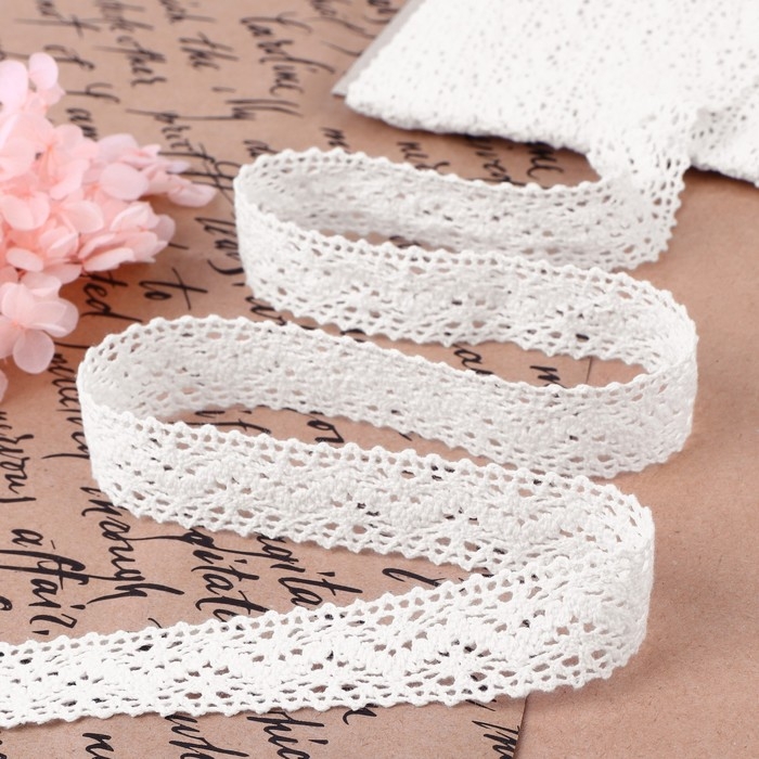 Кружево вязаное, 20 мм &times; 10 &plusmn; 1 м, цвет белый