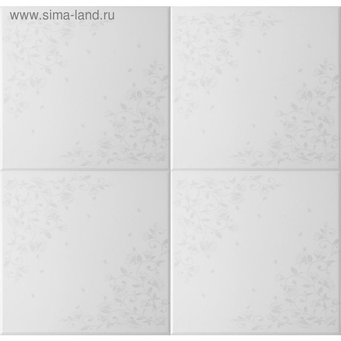 Плита потолочная "Цветочный узор", цвет серебро