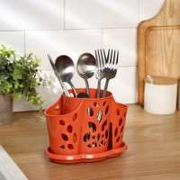 Подставка для столовых приборов &laquo;Камелия&raquo;, 3 отделения, цвет МИКС