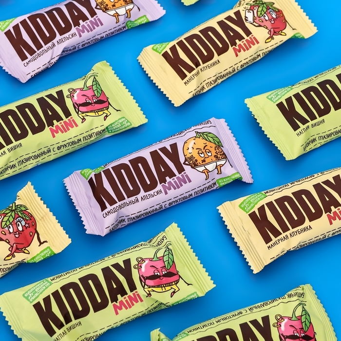 Батончик глазированный "KIDDAY mini", фруктовое ассорти, 300 г