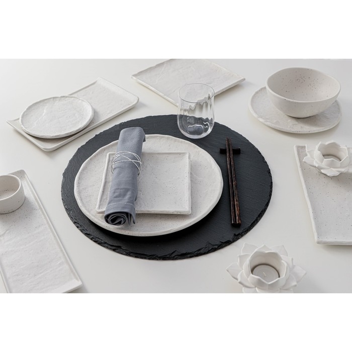 Блюдо фарфоровое для подачи Magistro Slate, 27,5&times;27,5 см, цвет белый