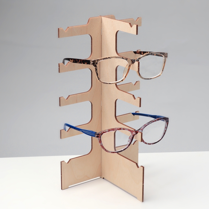 Подставка под очки &laquo;Эко&raquo; 5 мест, 14,5&times;12&times;28см, фанера, цвет светлый