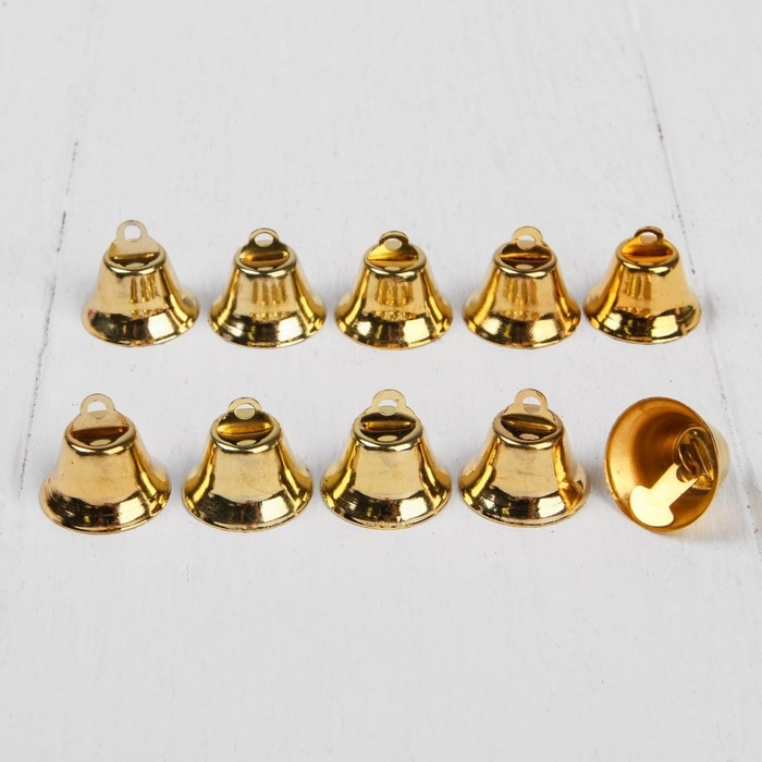 Колокольчик для рукоделия, набор 10 шт., размер 1 шт. &mdash; 1,8 см, цвет золотой