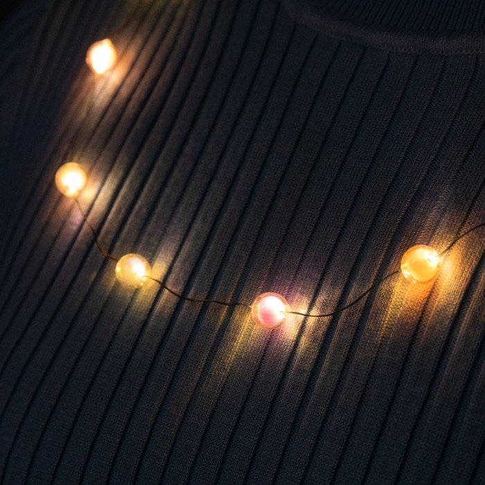 Светодиодные бусы Светодиодные бусы "Бусинки", 80 см, LED(1608)-16-4.6V, AG13x3 (в компл.), 3 режима, свечение тёплое белое