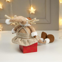 Кукла интерьерная "Лосик-девочка в сарафане в клеточку" 56х13х19 см