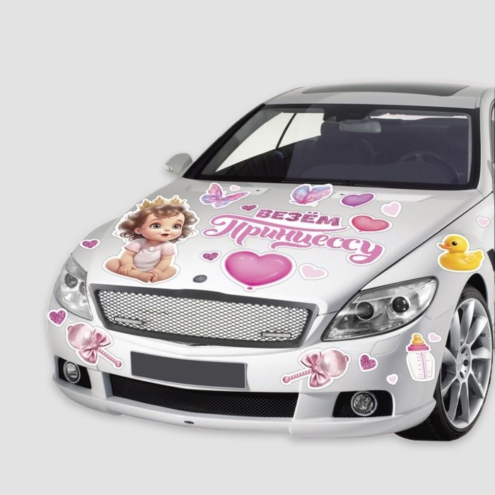 Набор магнитов на авто &laquo;Везем принцессу&raquo;, на выписку, 42 см х 29,7 см