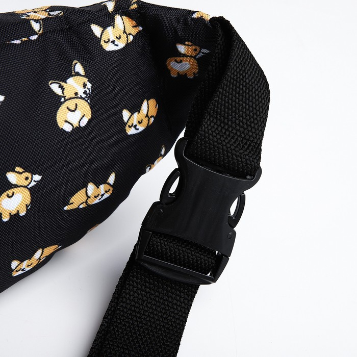 Сумка поясная &laquo;Корги&raquo;, 32х8х15 см, отдел на молнии, наружный карман, цвет чёрный