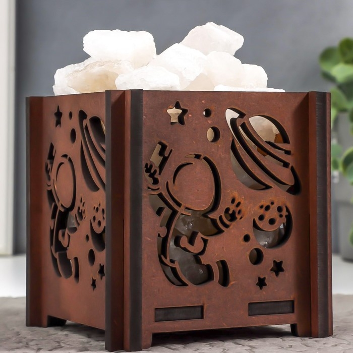 Соляной светильник Соляной светильник "Космонавт" E14 15Вт диммер бел. соль 1,8 кг 12х12х15 см