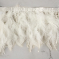 Тесьма с перьями индюка, 13-17 см, 5 &plusmn; 0,5 м, цвет белый