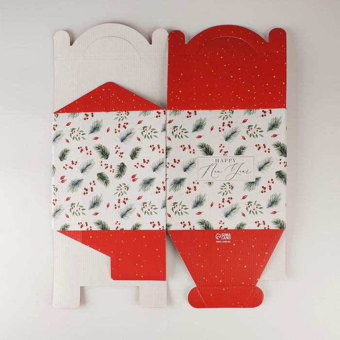 Коробка кондитерская с окном, сундук, &laquo;Happy New Year&raquo;, 20 х 20 х 20 см, Новый год