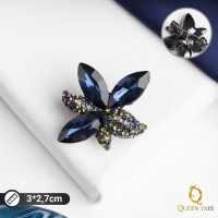 Брошь &laquo;Цветок&raquo; морская звезда, цветная в сером металле