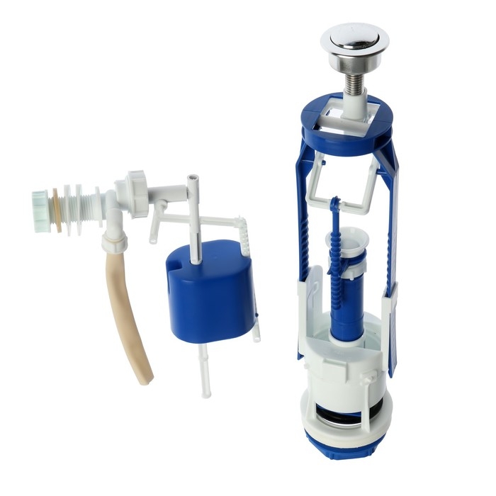 Арматура для смывных бачков Арматура для смывных бачков "РБМ" АС-16.2М, с боковым плоским донным клапаном, кнопка хром