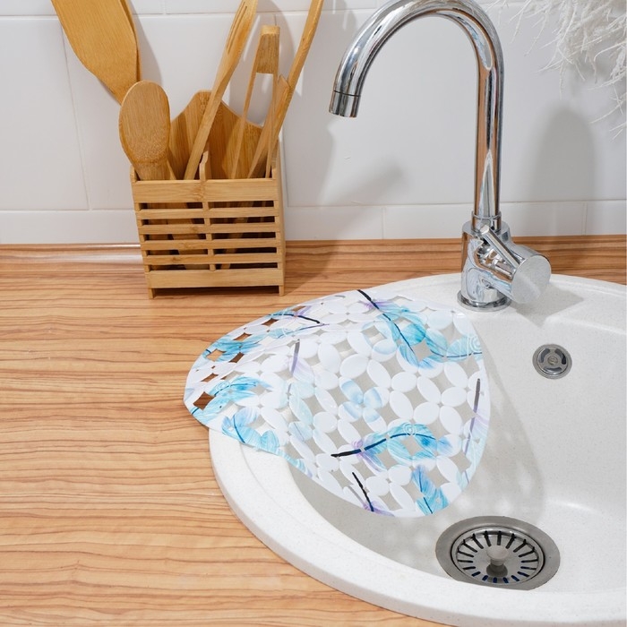 Коврик в раковину Доляна &laquo;Пёрышки&raquo;, 29&times;29 см