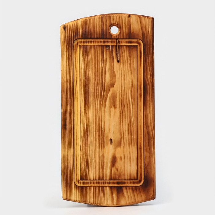 Доска разделочная в обжиге с кровостоком Wild Kitchen, 50×20-25×2,5 см, цельный массив кедра Доска разделочная в обжиге с кровостоком Wild Kitchen, 50×20-25×2,5 см, цельный массив кедра