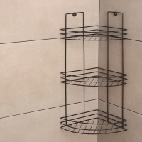 Полка для ванной угловая 3-х ярусная, 20&times;20&times;49 см, цвет чёрный
