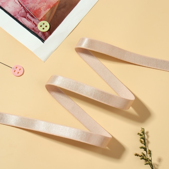 Резинка для бретелей, блестящая, 10 мм, 10 &plusmn; 0,5 м, цвет тёмно-бежевый
