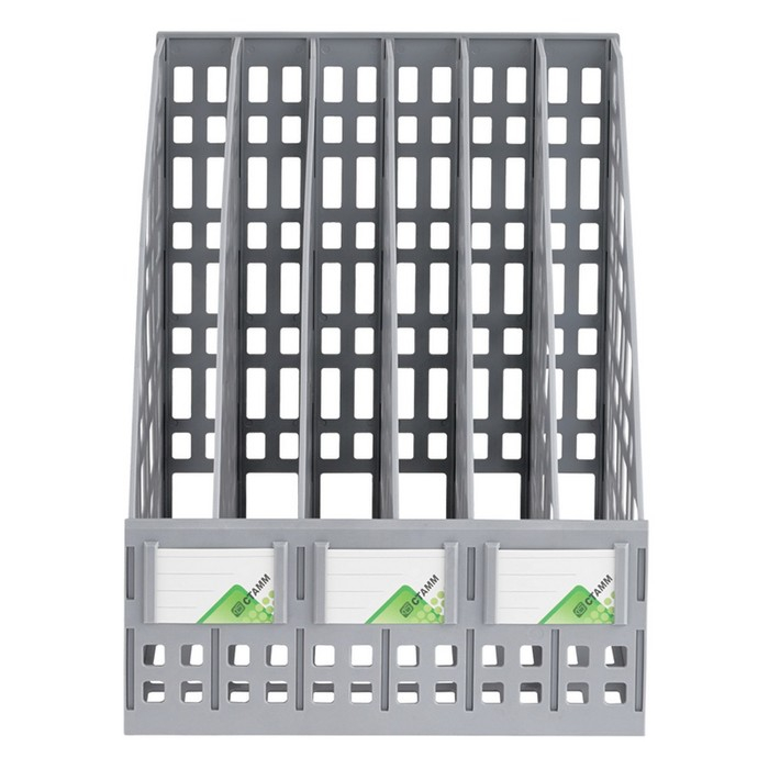 Лоток для бумаг cборный, вертикальный, 6 отделений, серый