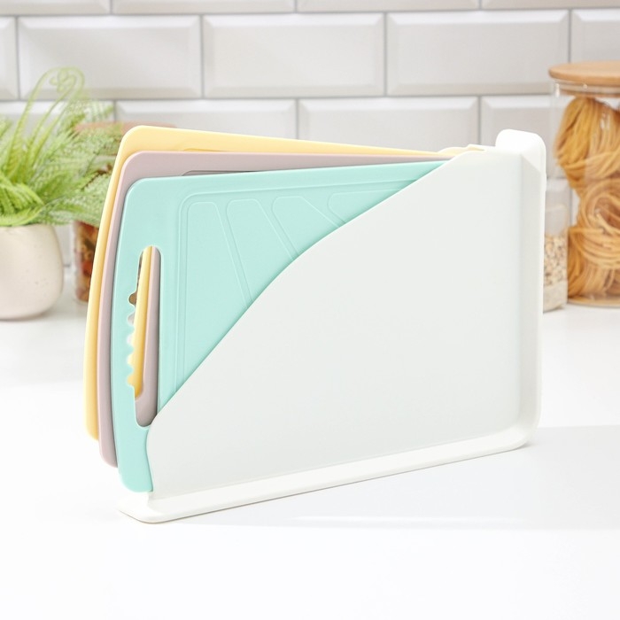 Набор досок разделочных на подставке, 3 шт, 32&times;20 см, цвет белый