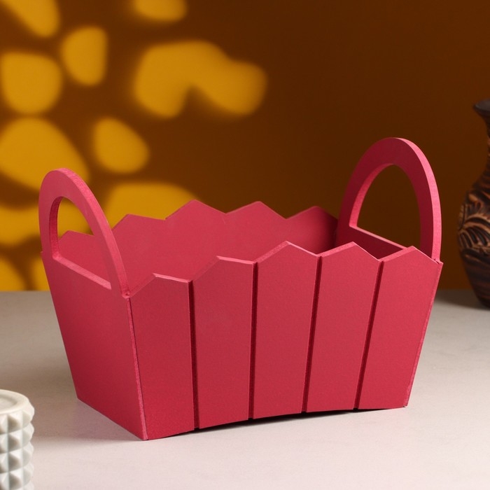 Кашпо деревянное 25×16×17 см Кашпо деревянное 25×16×17 см "Мария", ручки боковые, МДФ, Бордо