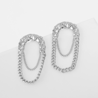 Серьги металл &laquo;Стиль&raquo; цепь, булавка, цвет серебро