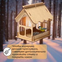 Кормушка-конструктор из ХДФ для птиц &laquo;Домик&raquo; своими руками, 21 &times; 18 &times; 21 см, Greengo
