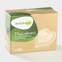 Маслёнка фарфоровая на подставке из бамбука Доляна &laquo;Эстет. Сердце&raquo;, 17&times;12,5&times;8 см, цвет белый