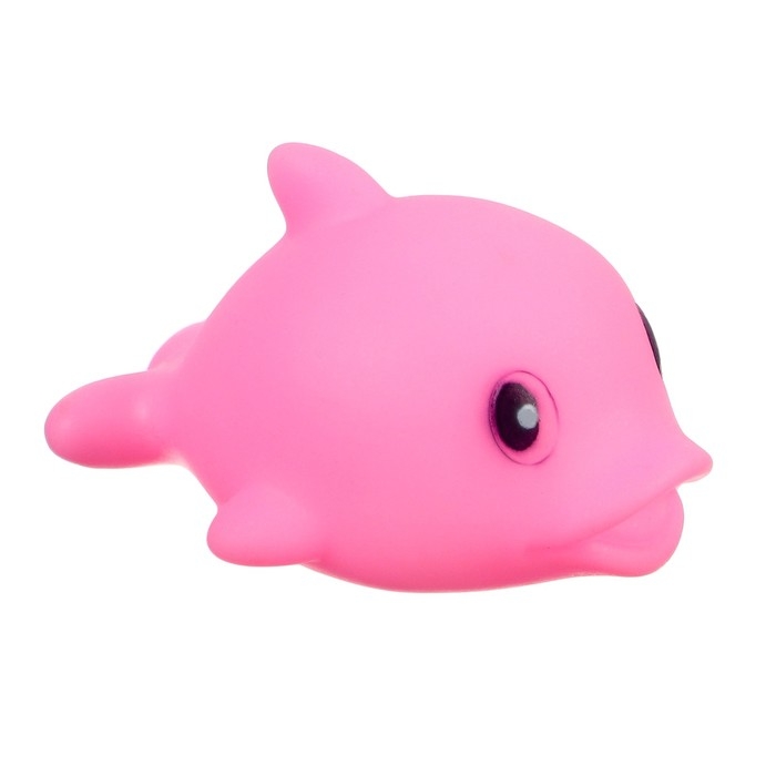 Набор резиновых игрушек для ванны &laquo;Поймай дельфина&raquo;, 8 см, с пищалкой, 6 шт, сачок, Крошка Я