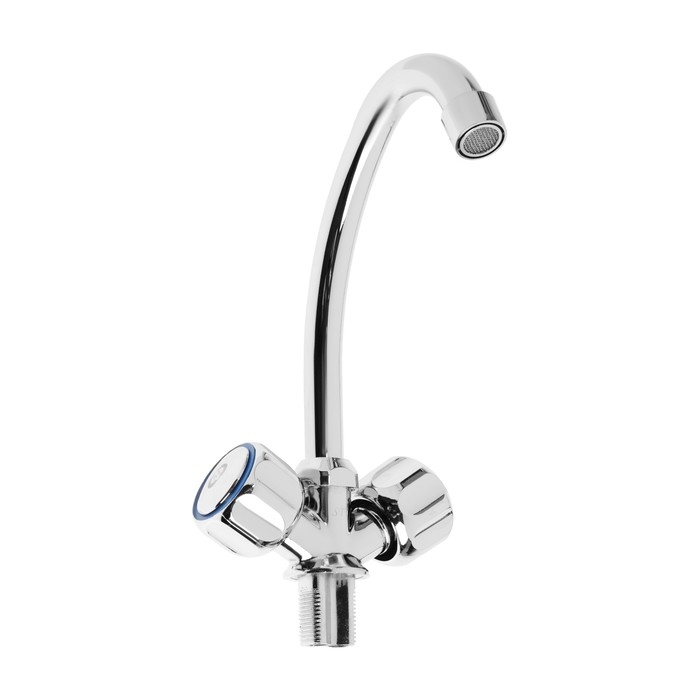 Смеситель для кухни  "МИРАЖ" V338M TYE-1005, двухвентильный, излив 300 мм, ручка МИКС, хром