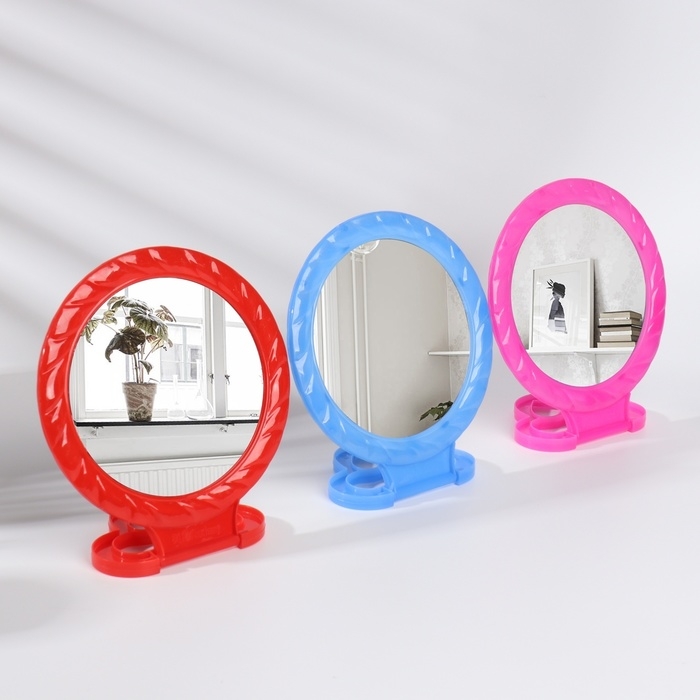 Зеркало настольное - подвесное «Круг», с рамкой под фотографию, d зеркальной поверхности 12,5 см, цвет МИКС Зеркало настольное - подвесное «Круг», с рамкой под фотографию, d зеркальной поверхности 12,5 см, цвет МИКС