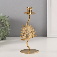 Подсвечник металл на 1 свечу "Лист папоротника" d-2 см 9х9х21 см