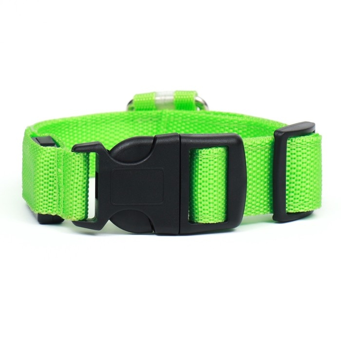 Ошейник с подсветкой, зарядка от USB, размер L, ОШ 41-52 см, 3 режима, зелёный