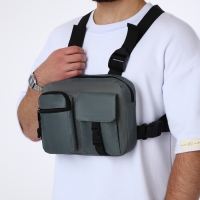 Сумка нагрудная на молнии, 2 наружных кармана, цвет серый Сумка нагрудная на молнии, 2 наружных кармана, цвет серый