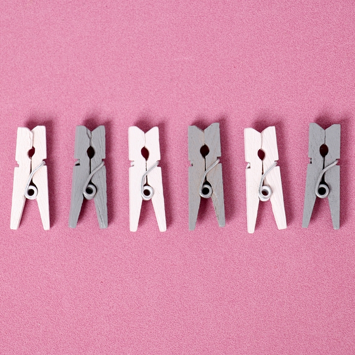 Набор прищепок для декора &laquo;Классика&raquo;, 50 шт., 1шт. &mdash; 2,5 см, серый и белый цвет