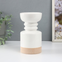 Подсвечник керамика на 1 свечу "Атлант" песочно-белый 9,5х9,5х17,5 см