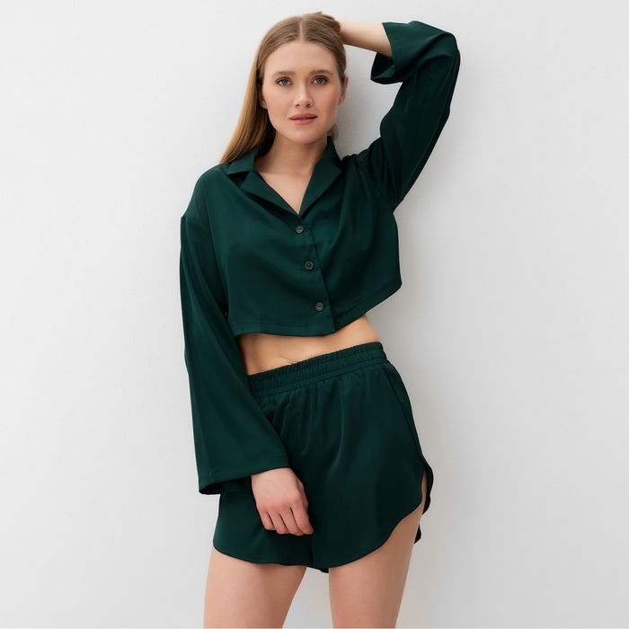 Комплект (сорочка, шорты) женская MINAKU:  Home collection цвет изумруд , р-р 46