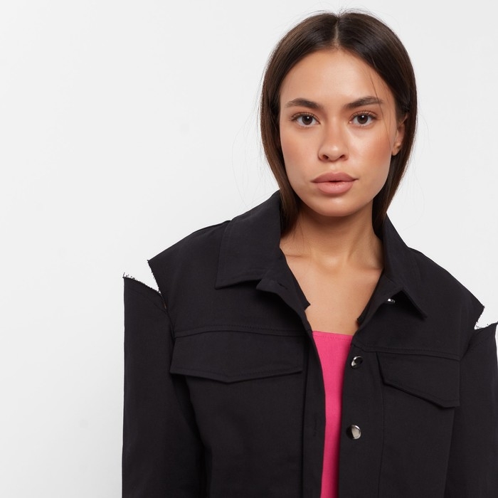 Рубашка женская укороченная с разрезами MIST: Denim р.46, черный Рубашка женская укороченная с разрезами MIST: Denim р.46, черный