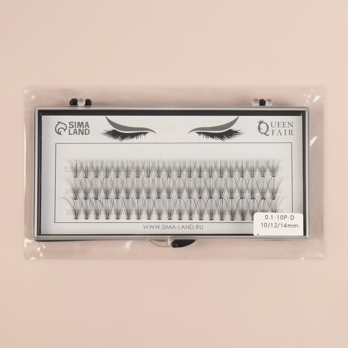 Набор накладных ресниц &laquo;Классика&raquo;, пучки, 10, 12, 14 мм, толщина 0,1 мм, изгиб D, 10 D