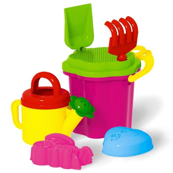 Набор игрушек для песочницы, 7 предметов: ведро 0.7 л, грабли, совок, лейка 0.4 л, сито, 2 формочки МИКС