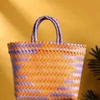 Сумка плетёная пластиковая 20х10х30 см, цв. сиренево-жёлтый