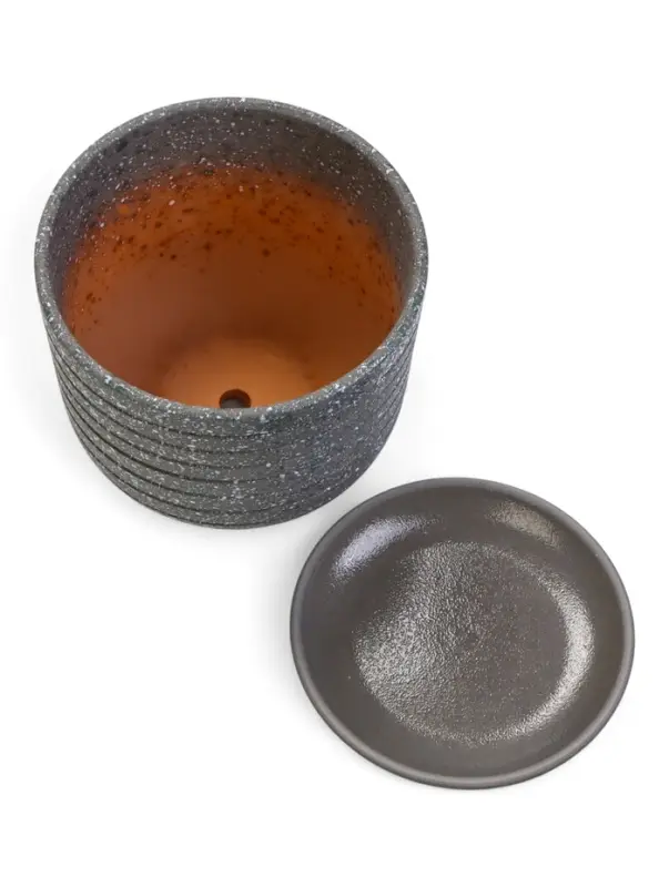 Горшок цветочный  с поддоном 1,6 л, серый керамика "Пряности" (М)