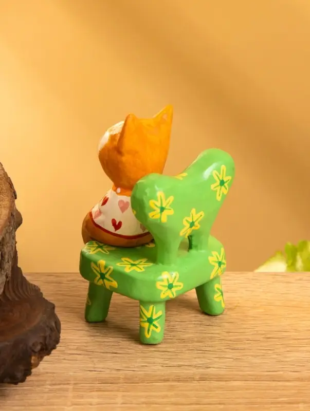 Сувенир дерево "Спящий котик на стуле" 4х5,5х7,5 см