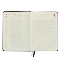 Ежедневник датированный 2024 A5 176 листов, deVENTE.Emblem, твёрдая обложка из искусственной кожи, ляссе, кремовый блок 70 г/м2, чёрный